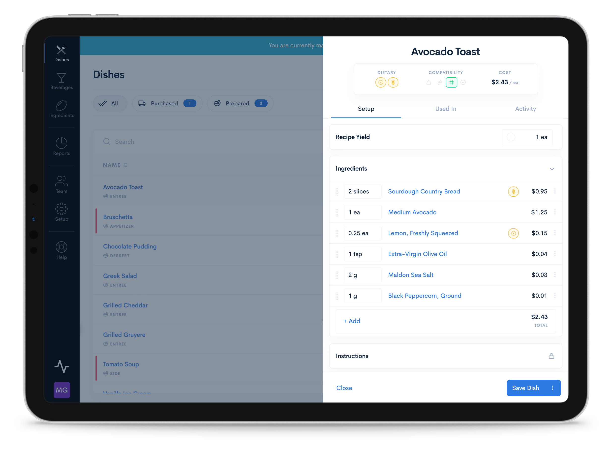 iPad showing Avocado Toast iPad showing Avocado Toast